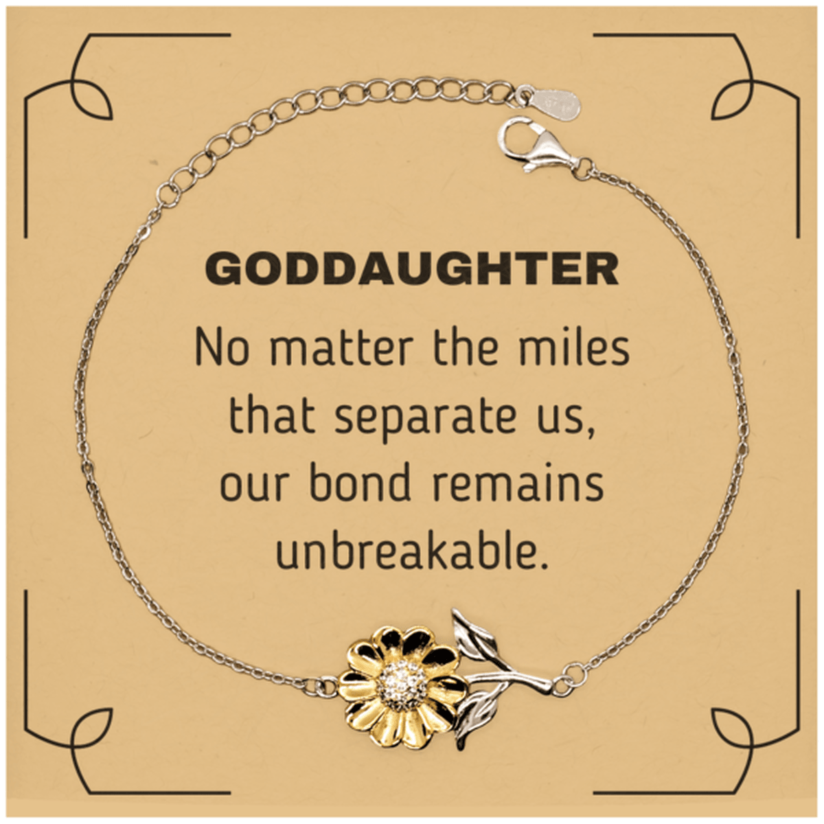 Goddaughter Long Distance Relationship Gifts, No matter the miles that separate us, Cute Love Sunflower Bracelet For Goddaughter, Birthday Christmas Unique Gifts For Goddaughter - Mallard Moon Gift Shop