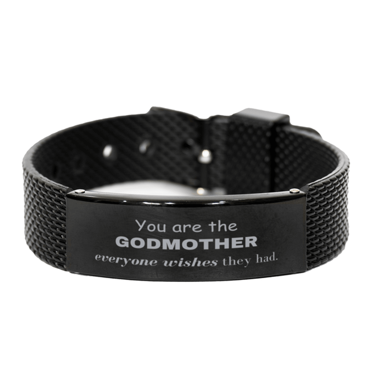 Godmother Black Shark Mesh Bracelet, Everyone wishes they had, Inspirational Bracelet For Godmother, Godmother Gifts, Birthday Christmas Unique Gifts For Godmother - Mallard Moon Gift Shop