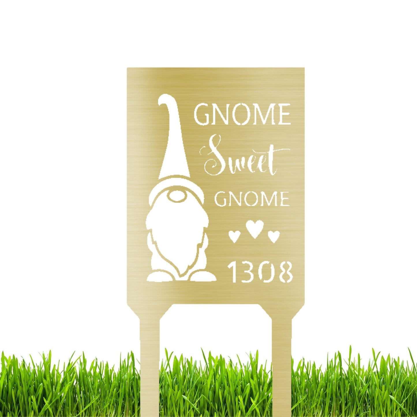 Gnome Sweet Home Custom Address Garden Lawn Steel Stake - Mallard Moon Gift Shop