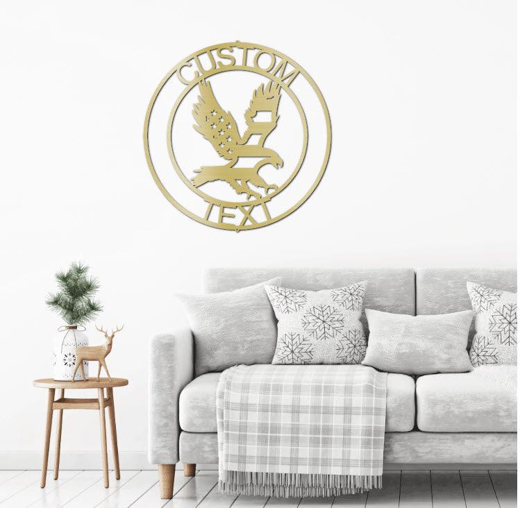 Eagle Personalized Patriotic Metal Art Wall Sign - Mallard Moon Gift Shop