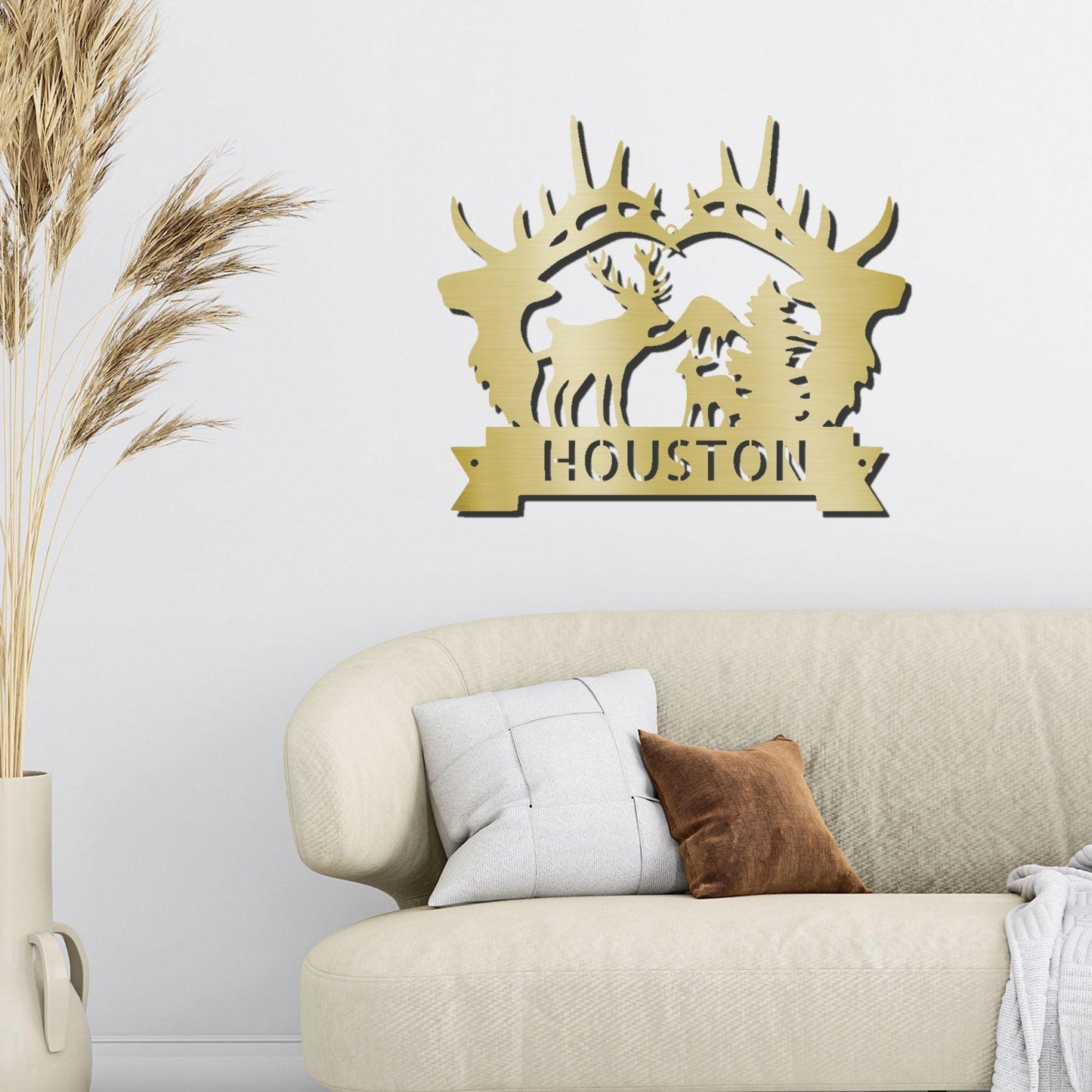 Big Deer Antler Personalized Name Metal Art Wall Sign - Mallard Moon Gift Shop