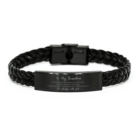 Grandma Christmas Perfect Gifts, Grandma Braided Leather Bracelet, Motivational Grandma Engraved Gifts, Birthday Gifts For Grandma, To My Grandma Life is learning to dance in the rain, finding good in each day. I'm always with you - Mallard Moon Gift Shop