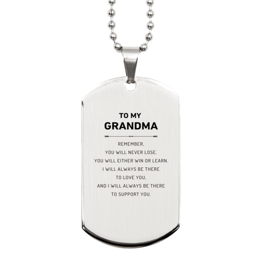 Grandma Gifts, To My Grandma Remember, you will never lose. You will either WIN or LEARN, Keepsake Silver Dog Tag For Grandma Engraved, Birthday Christmas Gifts Ideas For Grandma X-mas Gifts - Mallard Moon Gift Shop