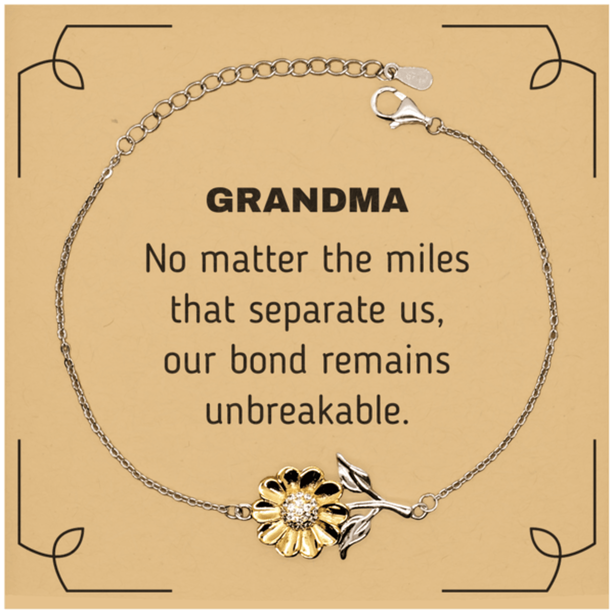Grandma Long Distance Relationship Gifts, No matter the miles that separate us, Cute Love Sunflower Bracelet For Grandma, Birthday Christmas Unique Gifts For Grandma - Mallard Moon Gift Shop