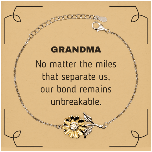 Grandma Long Distance Relationship Gifts, No matter the miles that separate us, Cute Love Sunflower Bracelet For Grandma, Birthday Christmas Unique Gifts For Grandma - Mallard Moon Gift Shop