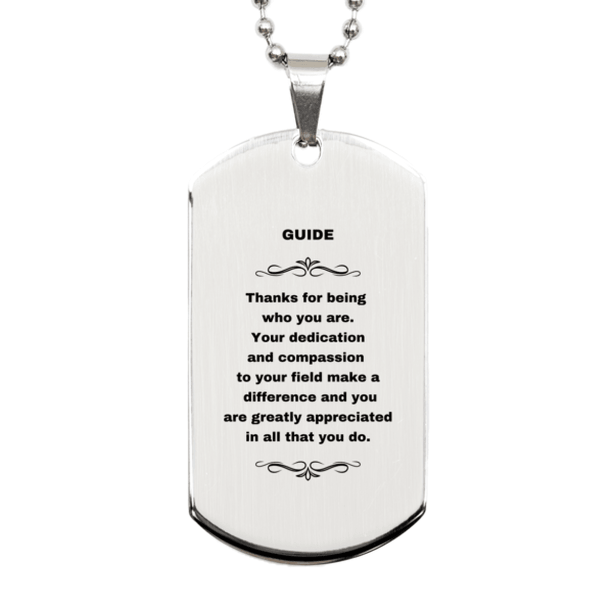 Guide Silver Dog Tag Necklace Engraved Bracelet - Thanks for being who you are - Birthday Christmas Jewelry Gifts Coworkers Colleague Boss - Mallard Moon Gift Shop