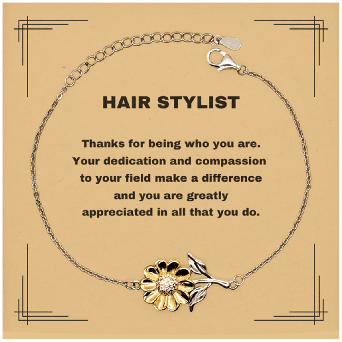 Hair Stylist Sunflower Bracelet - Thanks for being who you are - Birthday Christmas Jewelry Gifts Coworkers Colleague Boss - Mallard Moon Gift Shop