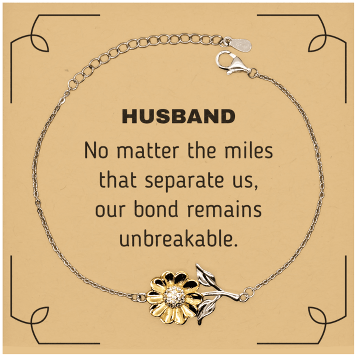 Husband Long Distance Relationship Gifts, No matter the miles that separate us, Cute Love Sunflower Bracelet For Husband, Birthday Christmas Unique Gifts For Husband - Mallard Moon Gift Shop
