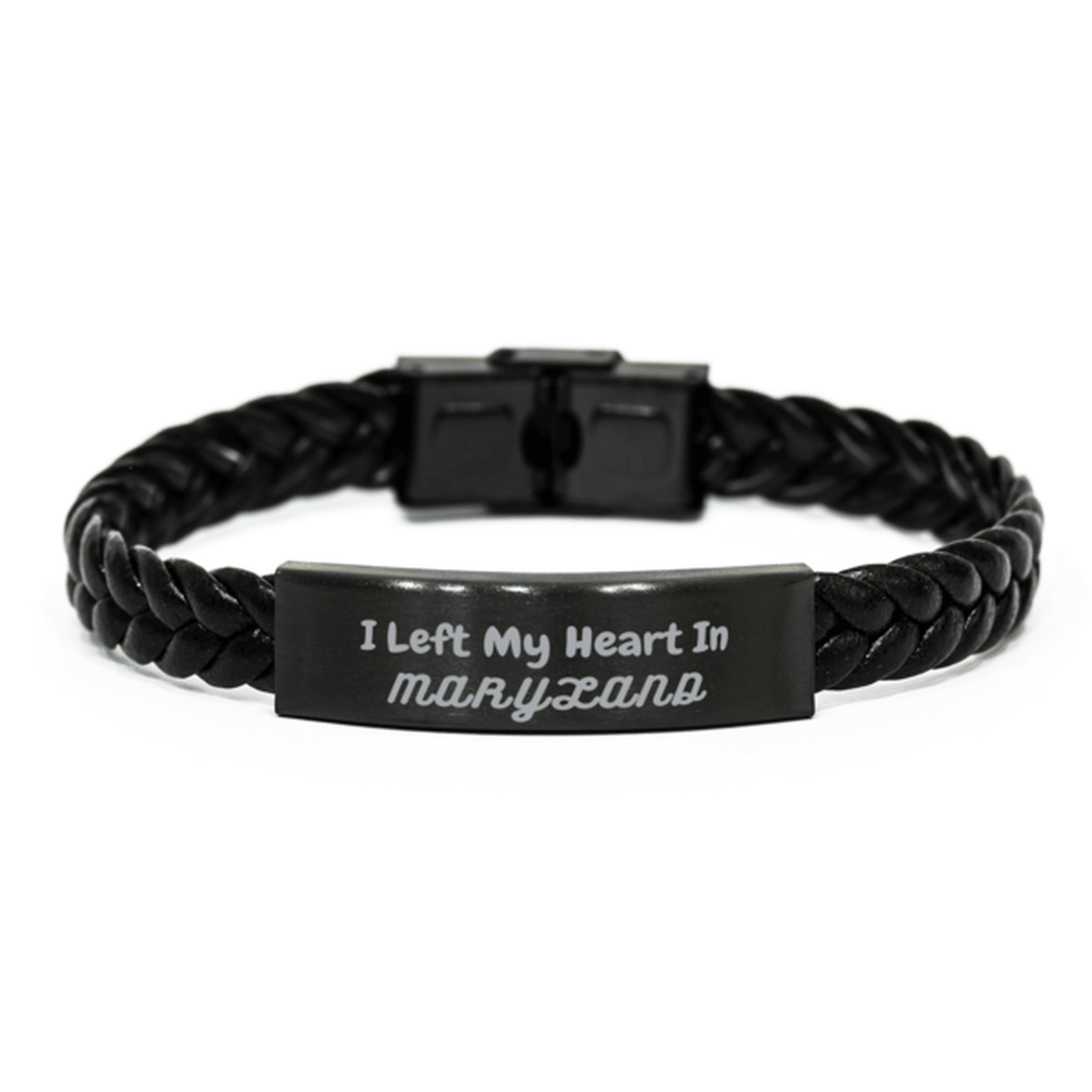 I Left My Heart In Maryland Gifts, Meaningful Maryland State for Friends, Men, Women. Braided Leather Bracelet for Maryland People - Mallard Moon Gift Shop