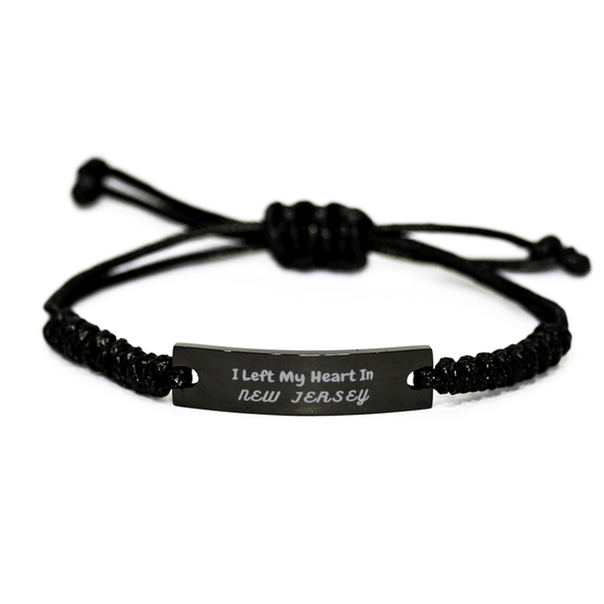 I Left My Heart In New Jersey Gifts, Meaningful New Jersey State for Friends, Men, Women. Black Rope Bracelet for New Jersey People - Mallard Moon Gift Shop