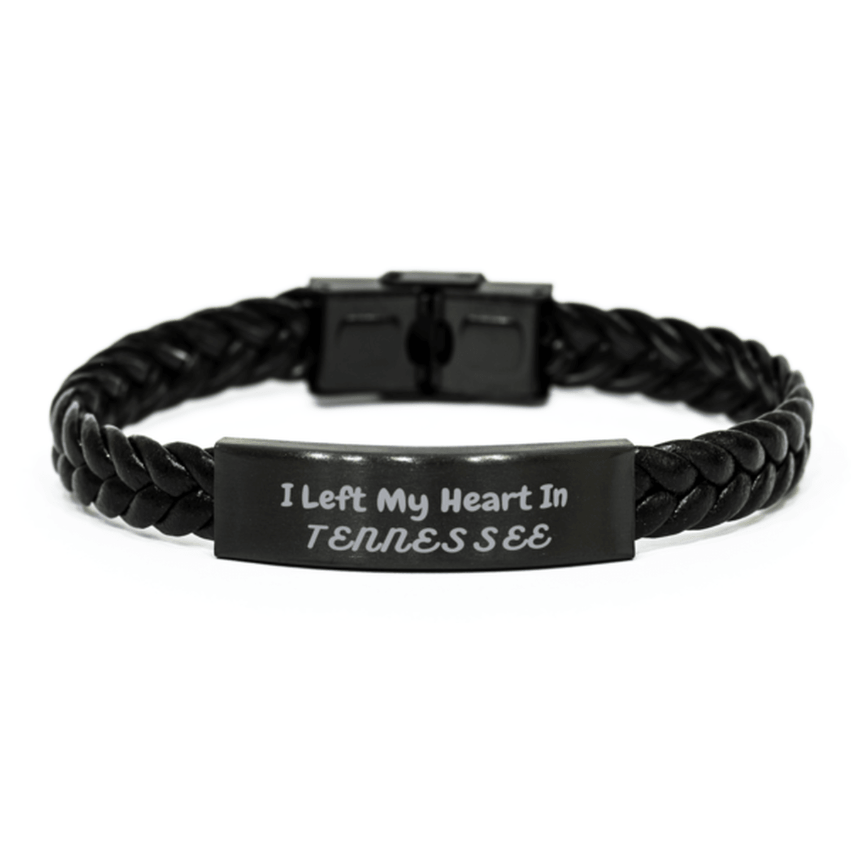 I Left My Heart In Tennessee Gifts, Meaningful Tennessee State for Friends, Men, Women. Braided Leather Bracelet for Tennessee People - Mallard Moon Gift Shop