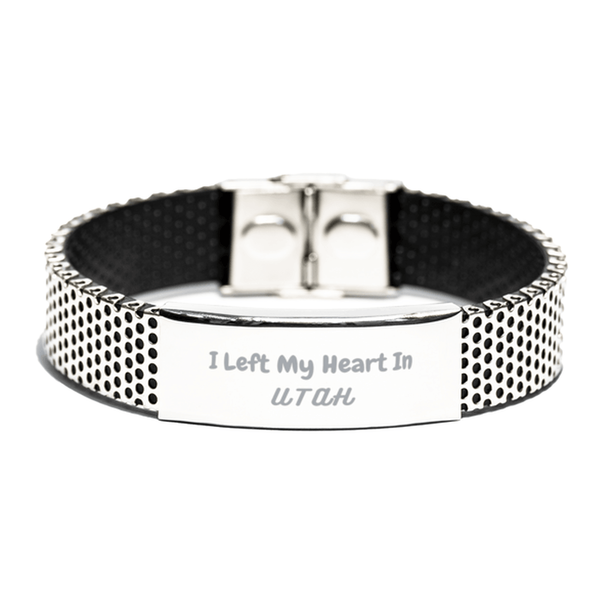 I Left My Heart In Utah Gifts, Meaningful Utah State for Friends, Men, Women. Stainless Steel Bracelet for Utah People - Mallard Moon Gift Shop