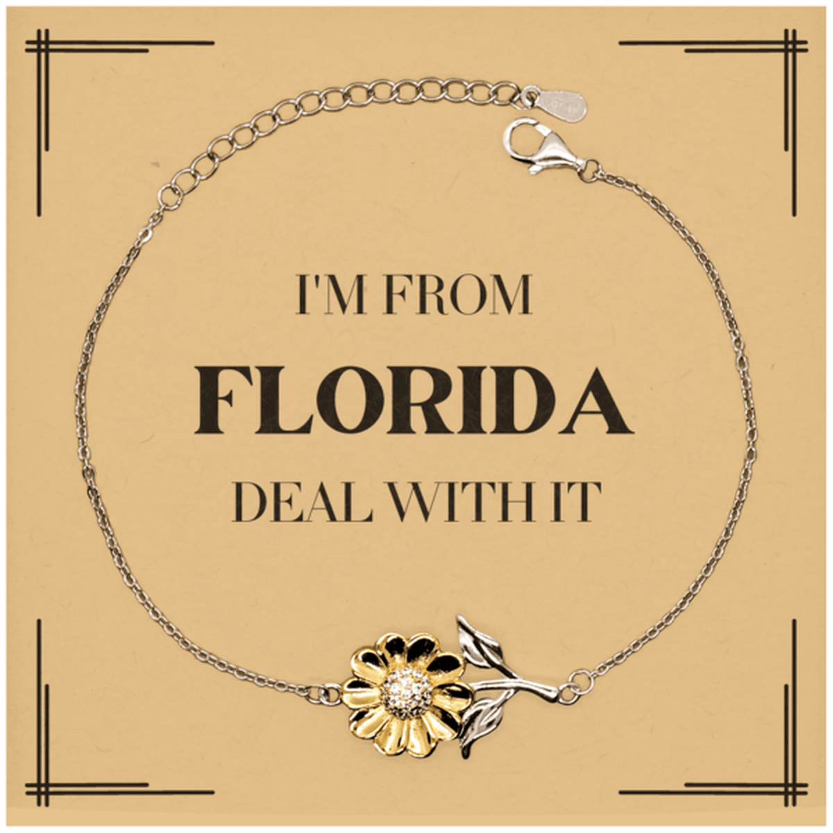 I'm from Florida, Deal with it, Proud Florida State Gifts, Florida Sunflower Bracelet Gift Idea, Christmas Gifts for Florida People, Coworkers, Colleague - Mallard Moon Gift Shop
