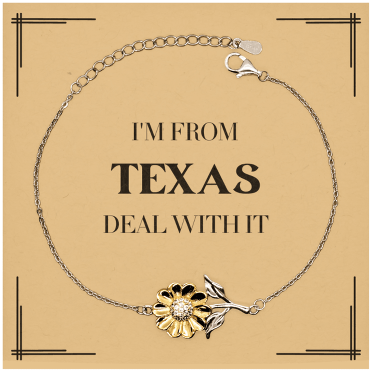 I'm from Texas, Deal with it, Proud Texas State Gifts, Texas Sunflower Bracelet Gift Idea, Christmas Gifts for Texas People, Coworkers, Colleague - Mallard Moon Gift Shop