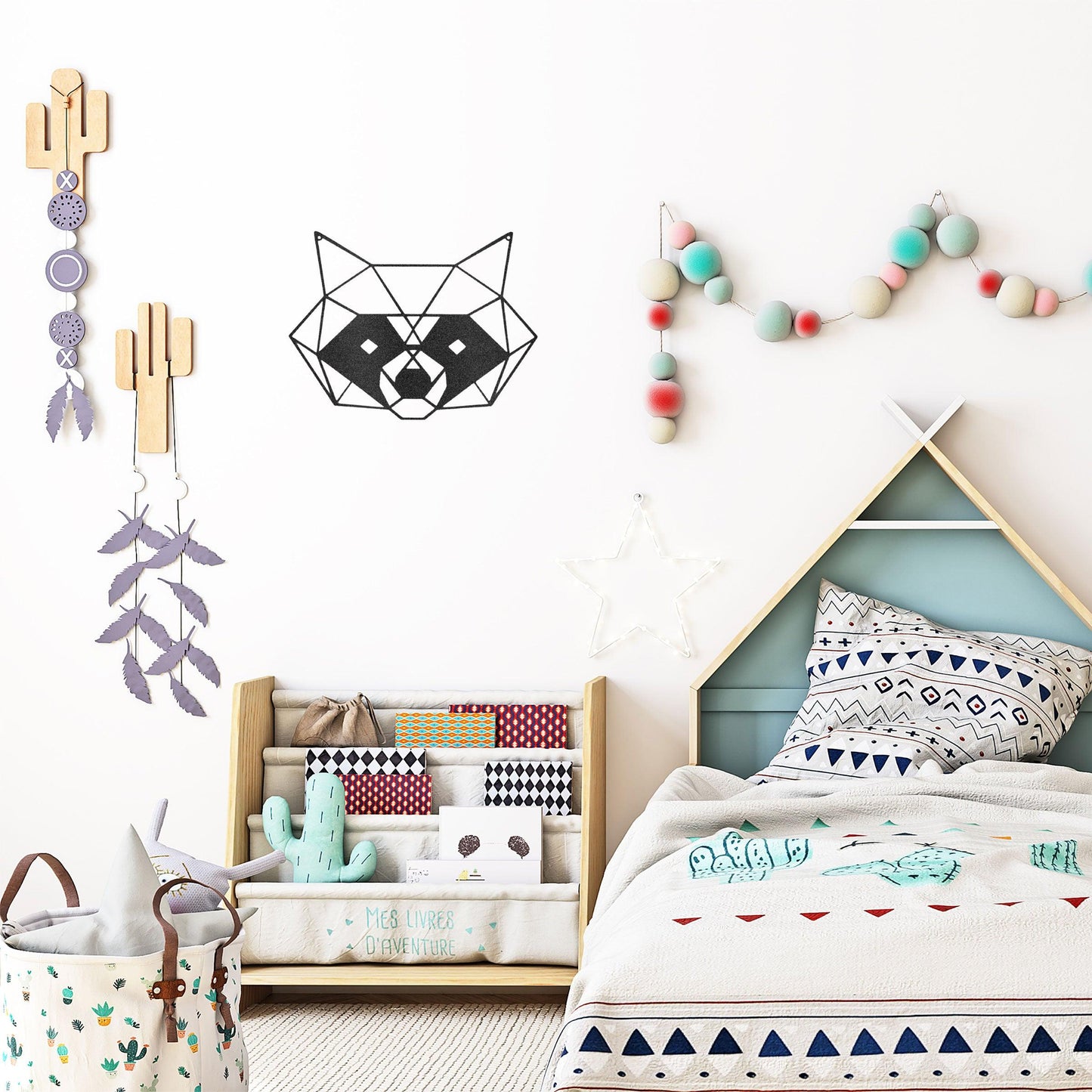 Geometric Raccoon Indoor Outdoor Steel Wall Sign - Mallard Moon Gift Shop