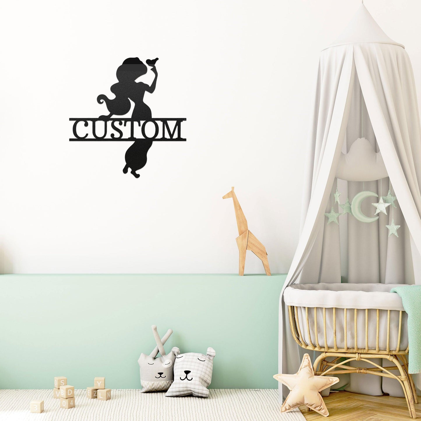 Princess Jasmine Personalized Name Metal Art Wall Sign - Mallard Moon Gift Shop