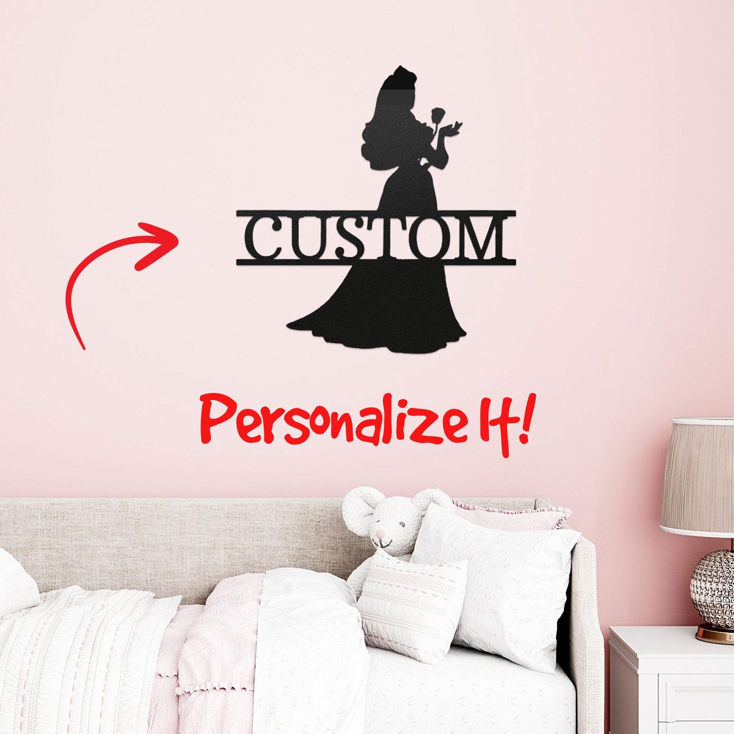 Princess Aurora Personalized Metal Art Wall Sign - Mallard Moon Gift Shop