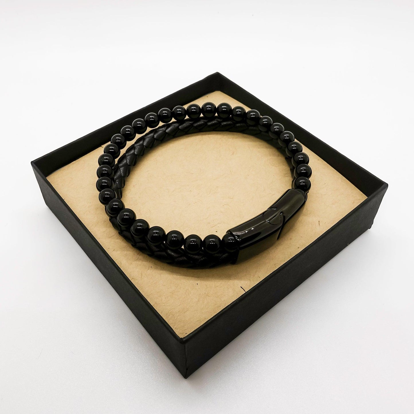 Linguist Black Braided Leather Stone Bracelet - Thanks for being who you are - Birthday Christmas Jewelry Gifts Coworkers Colleague Boss - Mallard Moon Gift Shop