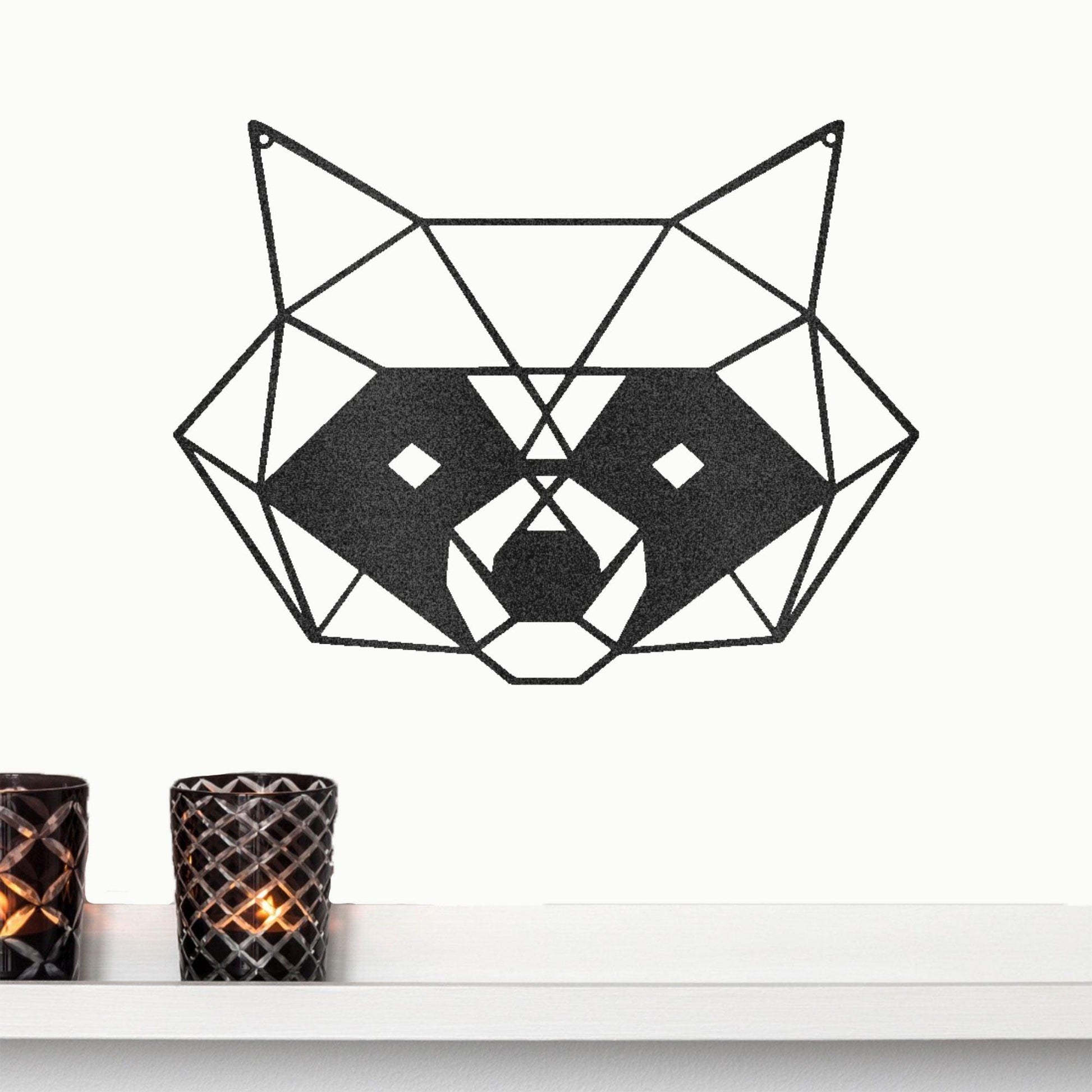 Geometric Raccoon Indoor Outdoor Steel Wall Sign - Mallard Moon Gift Shop