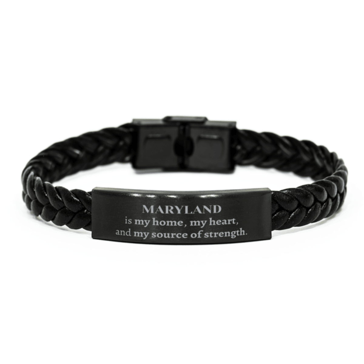 Maryland is my home Gifts, Lovely Maryland Birthday Christmas Braided Leather Bracelet For People from Maryland, Men, Women, Friends - Mallard Moon Gift Shop