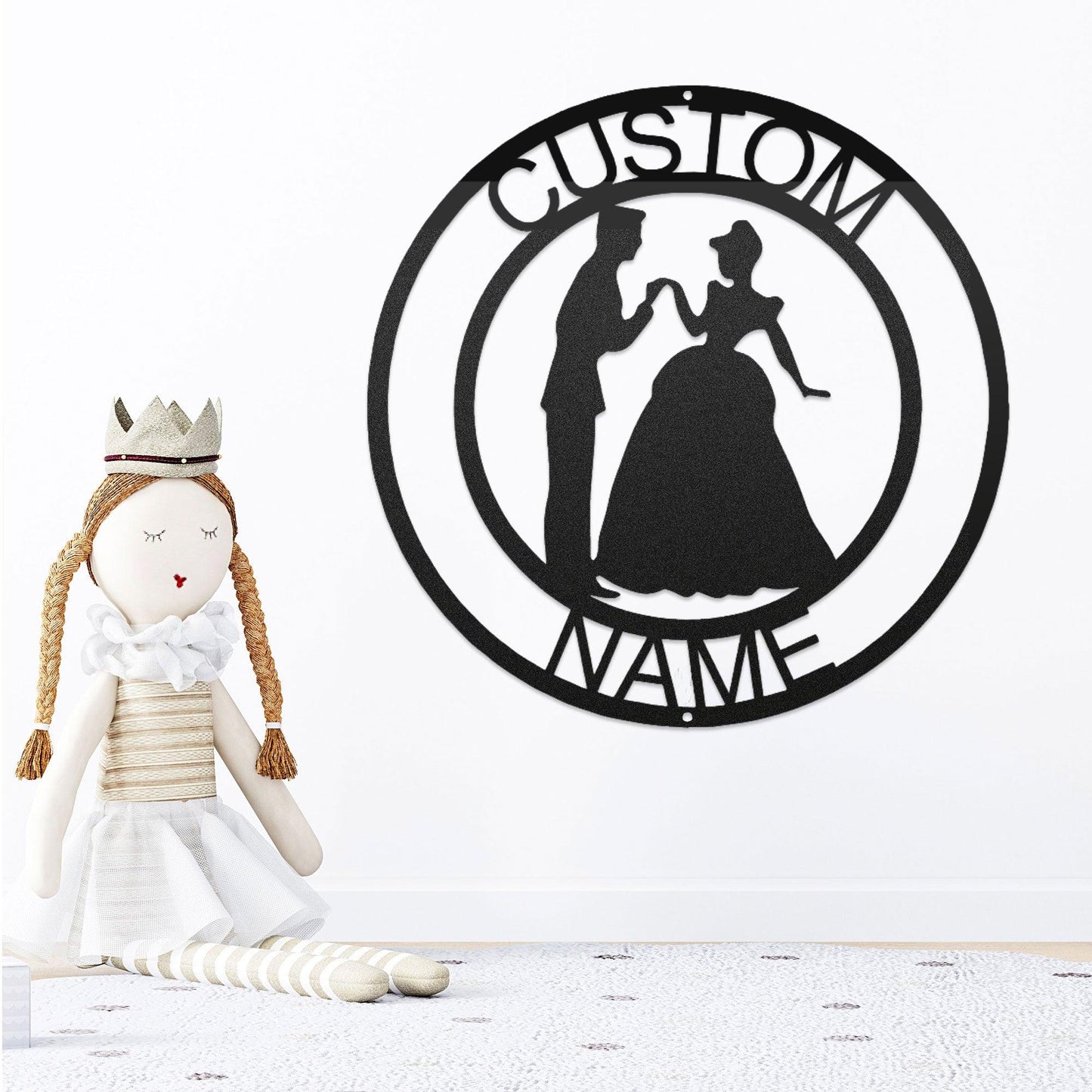 Prince and Princess Custom Name Metal Art Steel Wall Sign - Mallard Moon Gift Shop