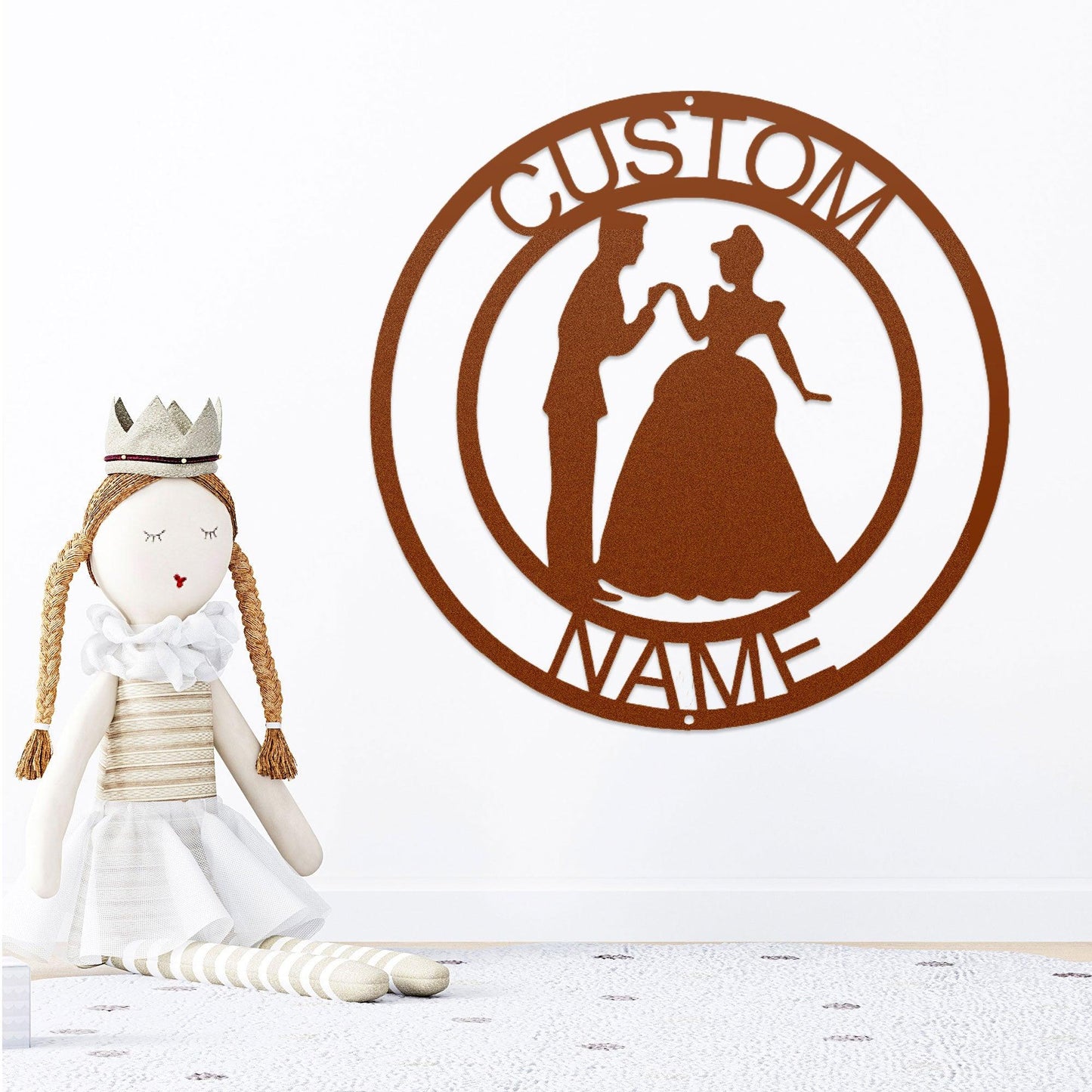 Prince and Princess Custom Name Metal Art Steel Wall Sign - Mallard Moon Gift Shop