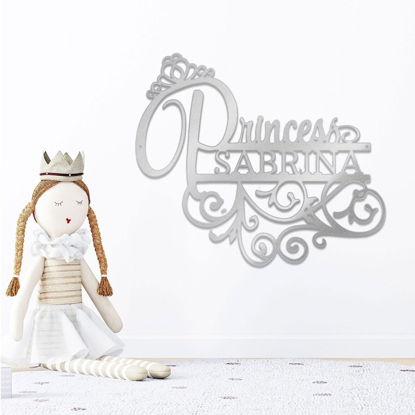 Princess Crown Custom Name Metal Art Wall Sign - Mallard Moon Gift Shop