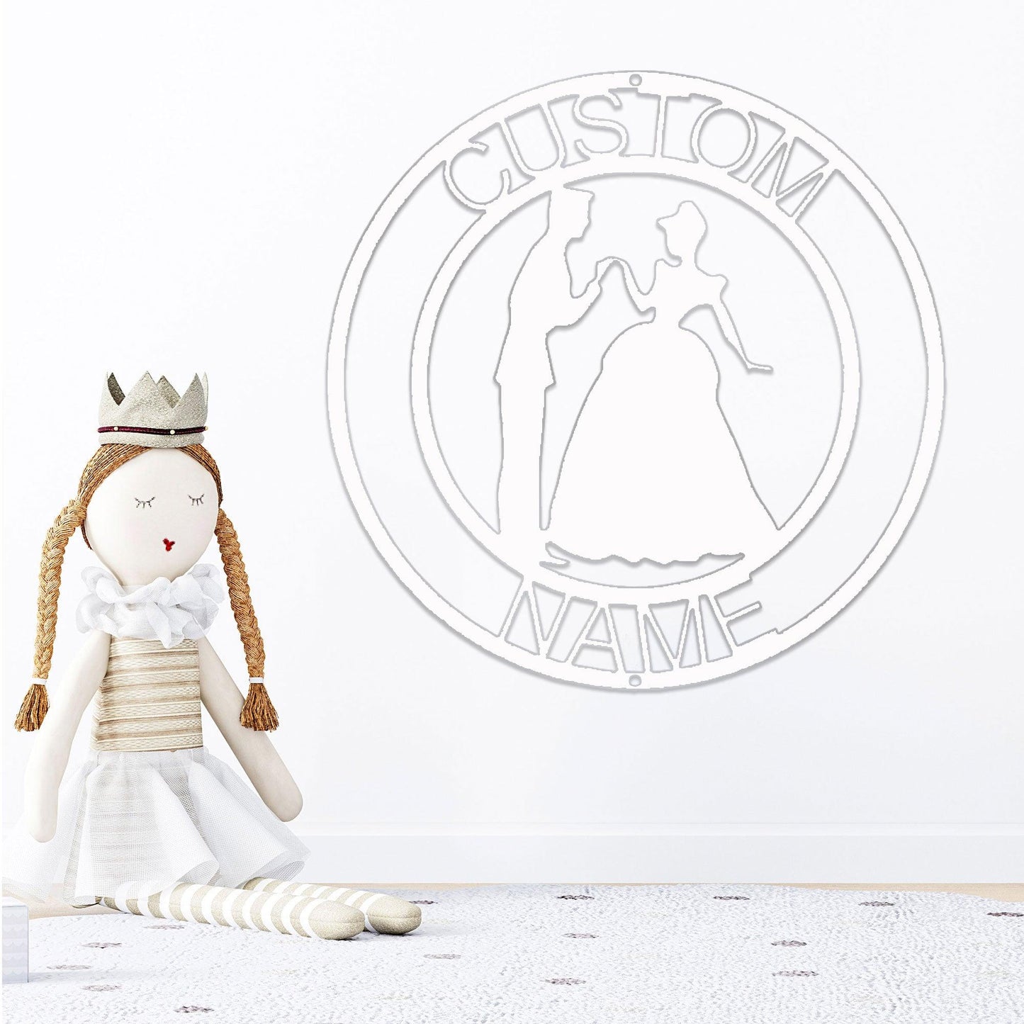 Prince and Princess Custom Name Metal Art Steel Wall Sign - Mallard Moon Gift Shop