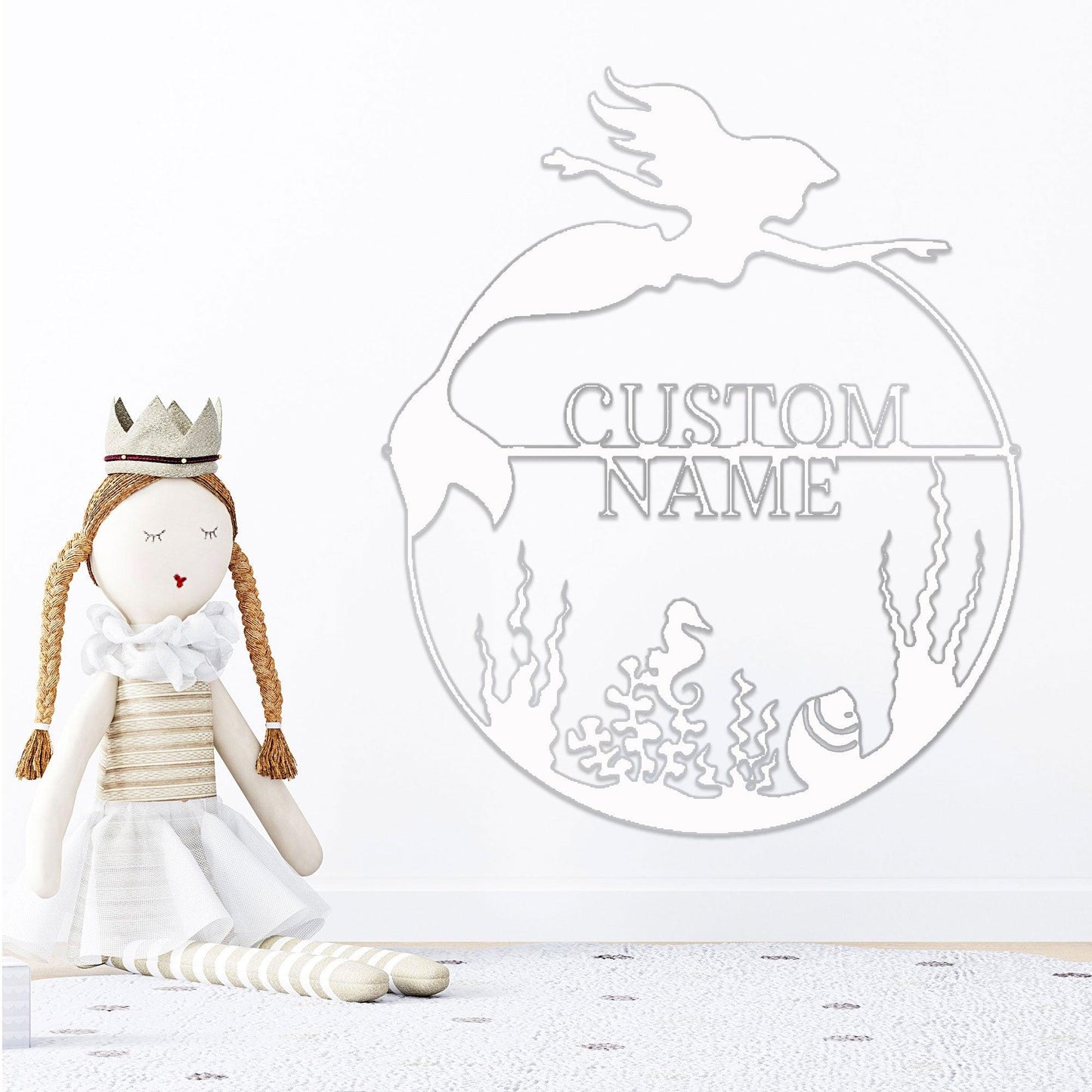 Mermaid Custom Name Metal Art Wall Sign - Mallard Moon Gift Shop