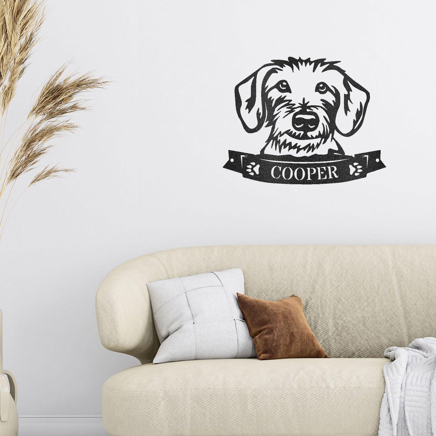 Dachshund Face Wire-haired Custom Name Metal Art Wall Sign - Mallard Moon Gift Shop