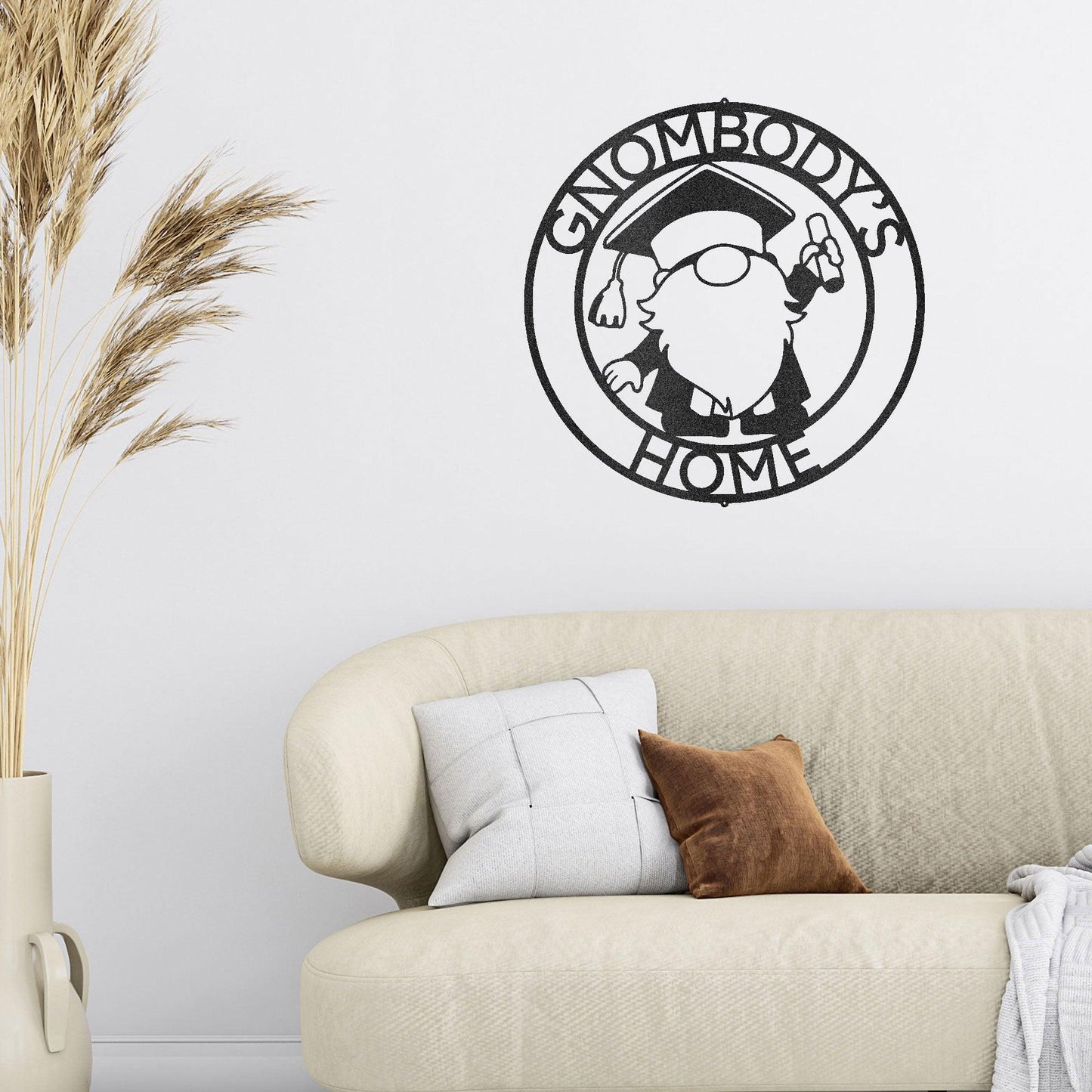 Gnome Ring Custom Monogram Metal Art Wall Sign - Mallard Moon Gift Shop