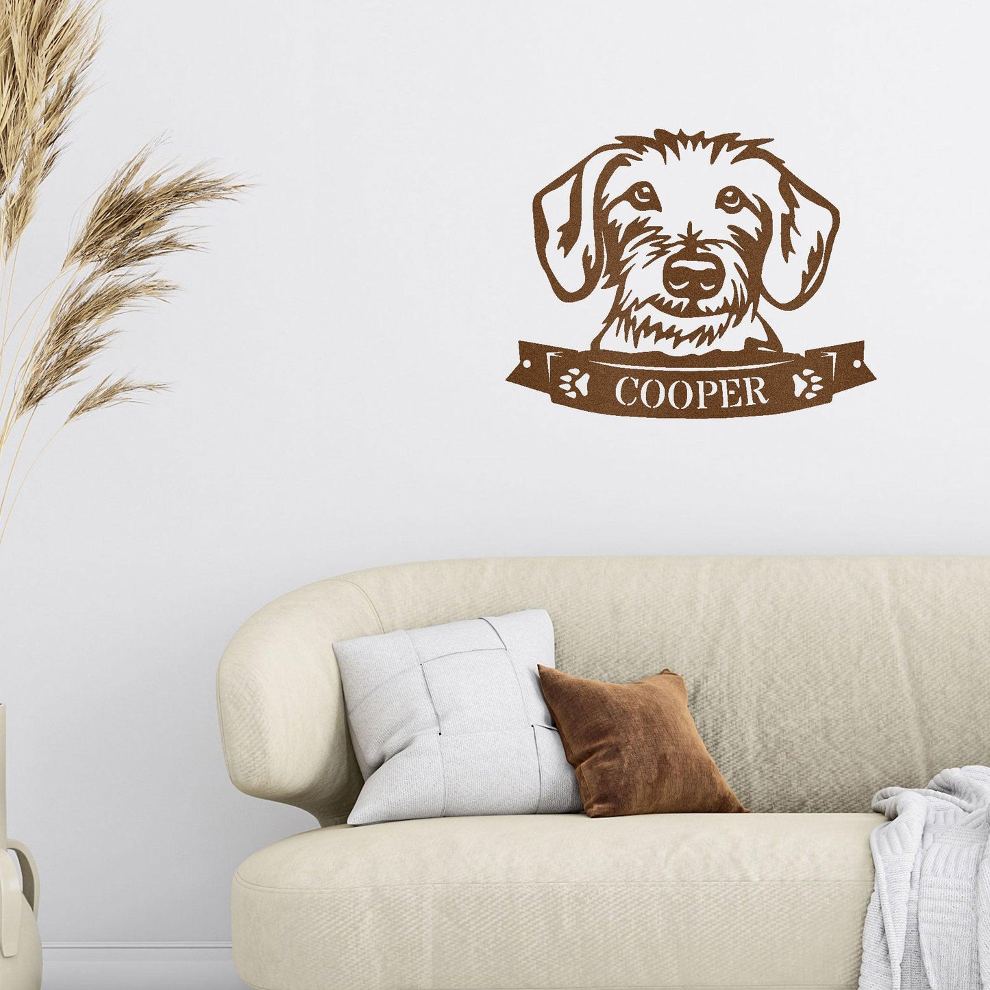 Dachshund Face Wire-haired Custom Name Metal Art Wall Sign - Mallard Moon Gift Shop