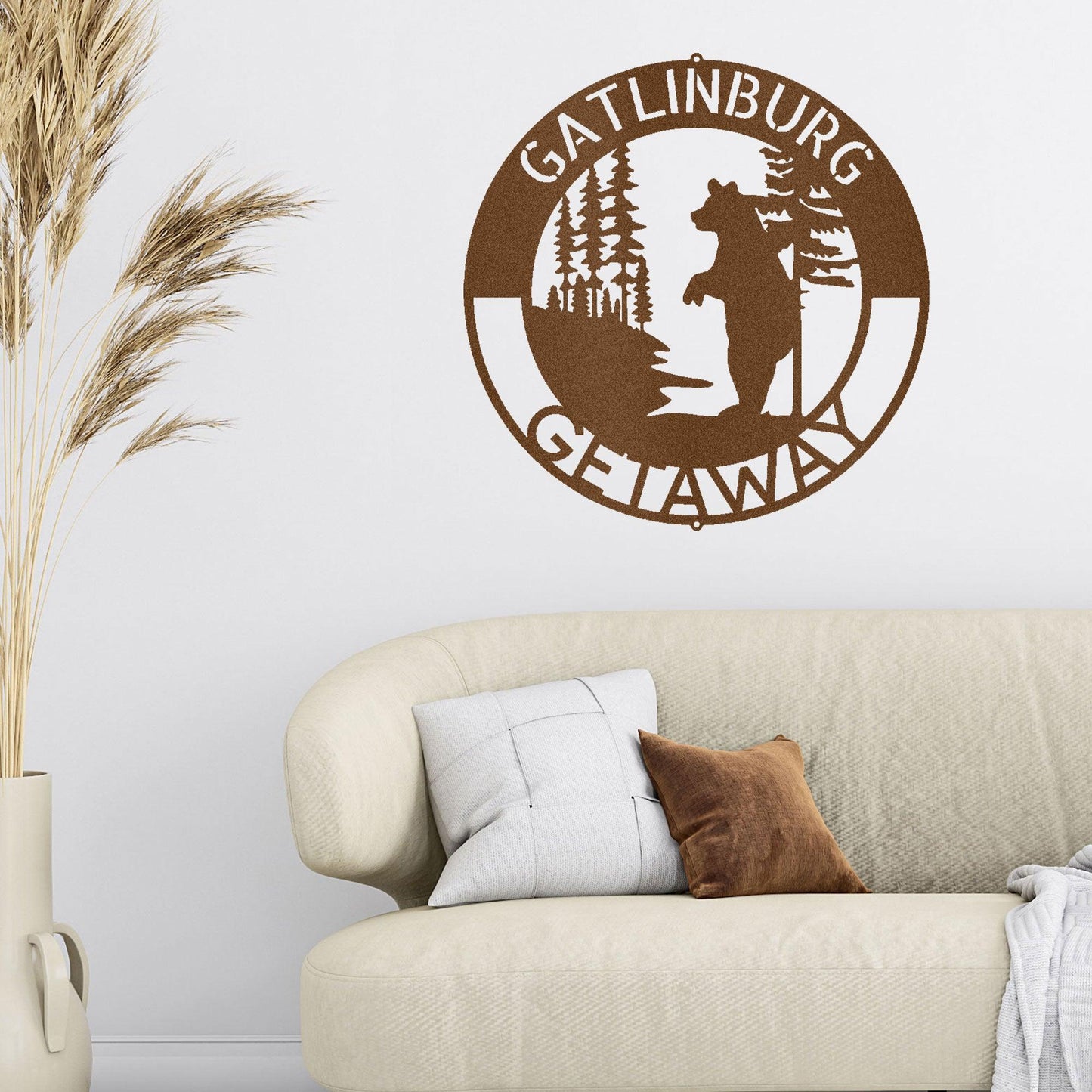 Bear Standing in Woods Custom Name Steel Wall Sign Metal Art - Mallard Moon Gift Shop