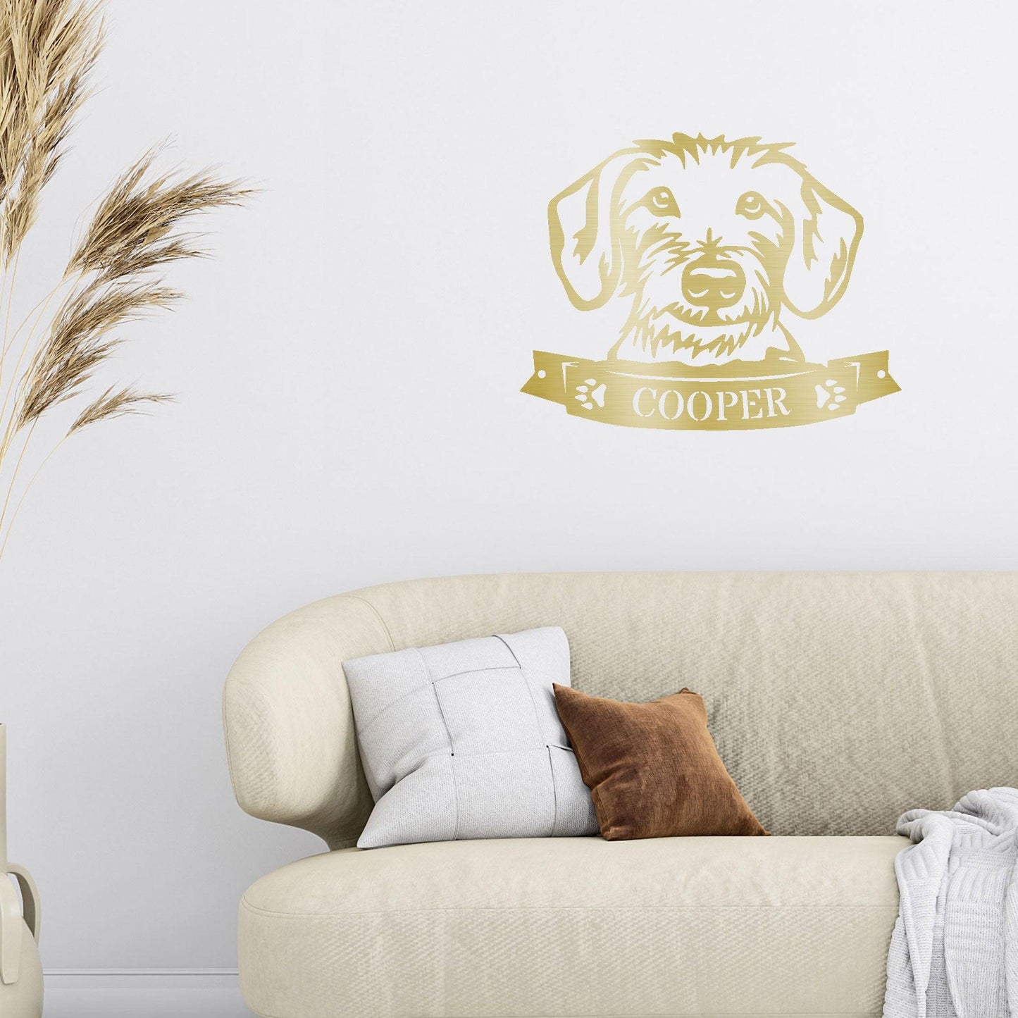 Dachshund Face Wire-haired Custom Name Metal Art Wall Sign - Mallard Moon Gift Shop