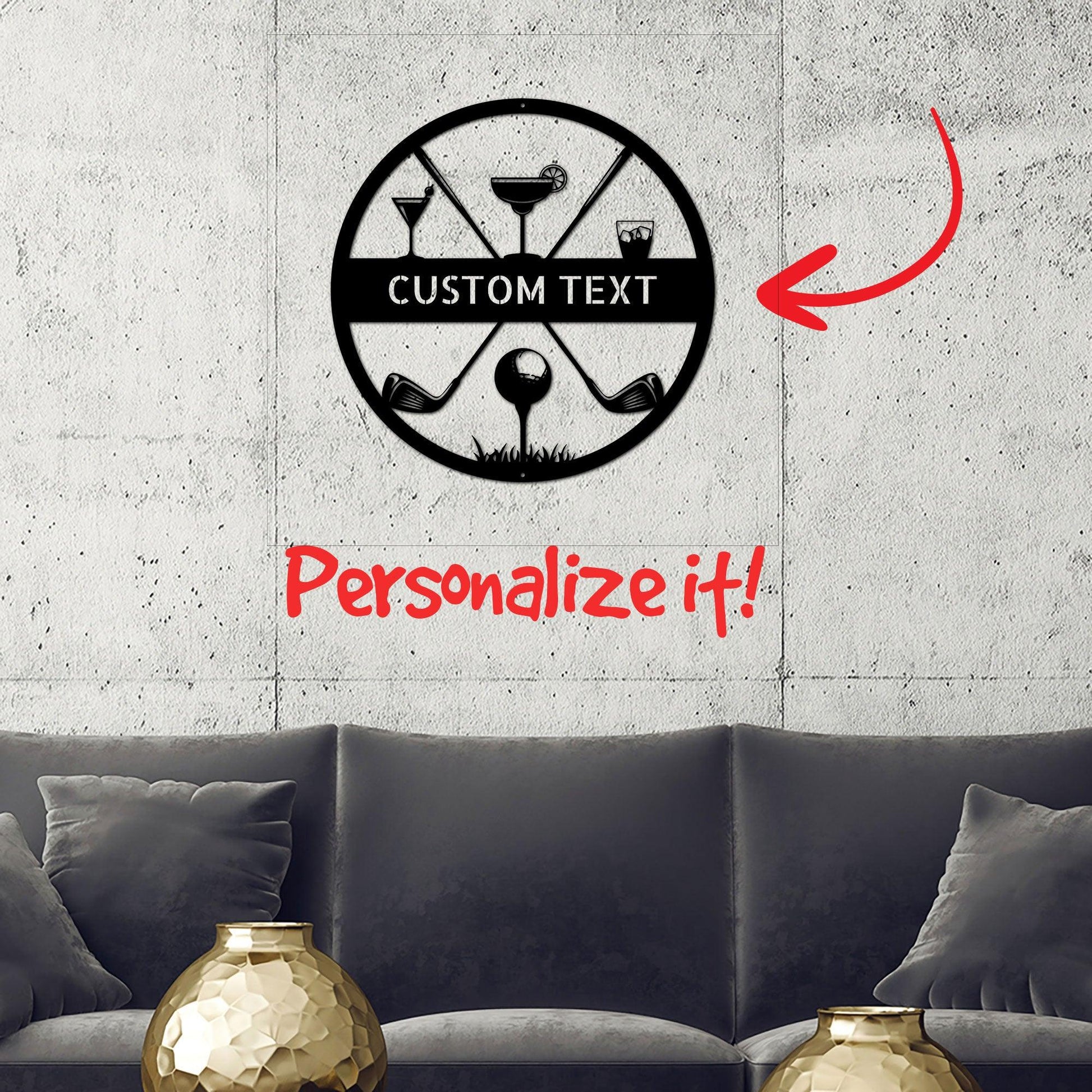 Golf 19th Hole Custom Name Metal Art Wall Sign - Mallard Moon Gift Shop