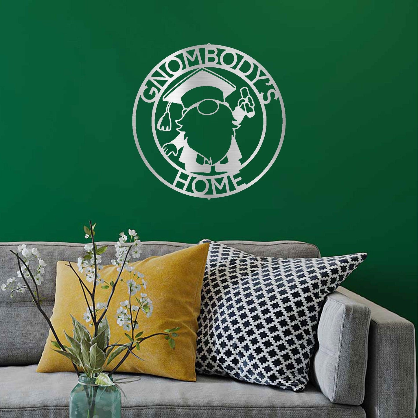 Gnome Ring Custom Monogram Metal Art Wall Sign - Mallard Moon Gift Shop