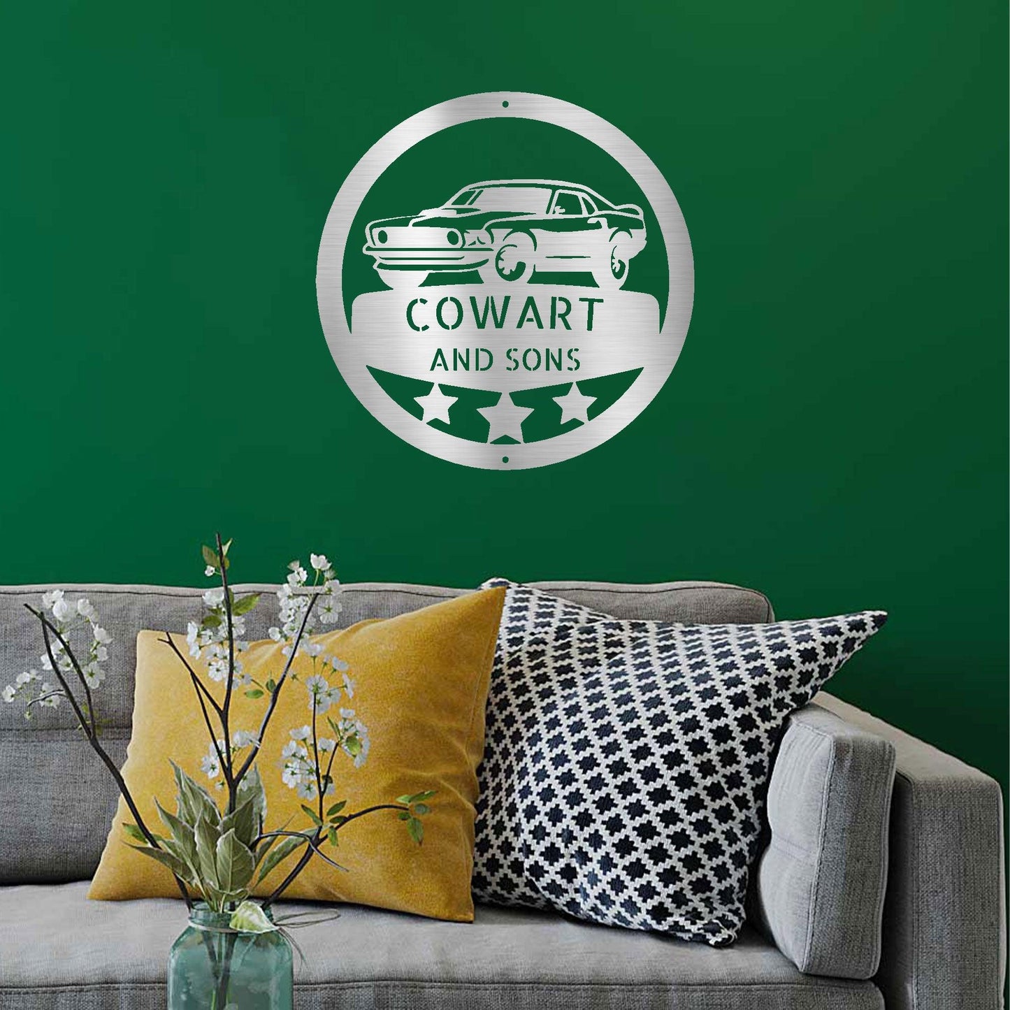 Classic Sports Car Personalized Garage Workshop Man Cave Steel Wall Sign - Mallard Moon Gift Shop