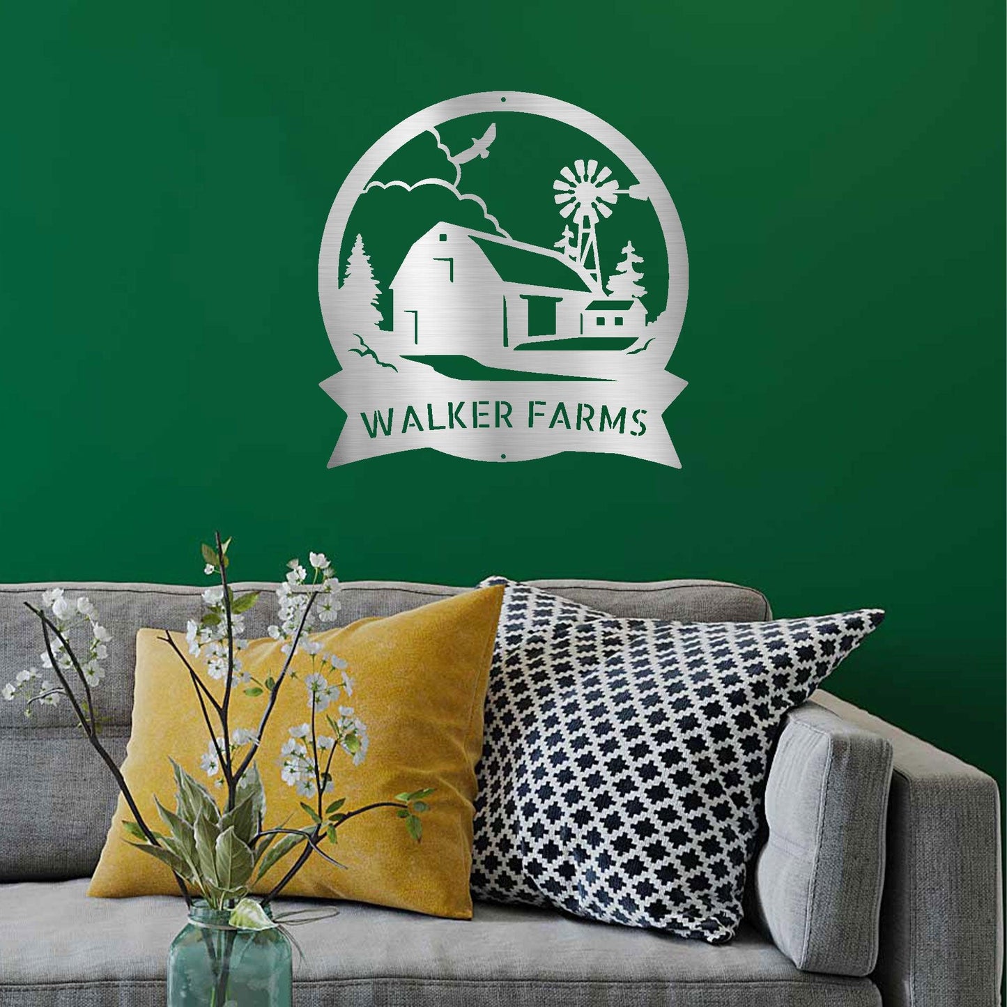Barn Farmhouse Custom Name Metal Art Wall Sign - Mallard Moon Gift Shop