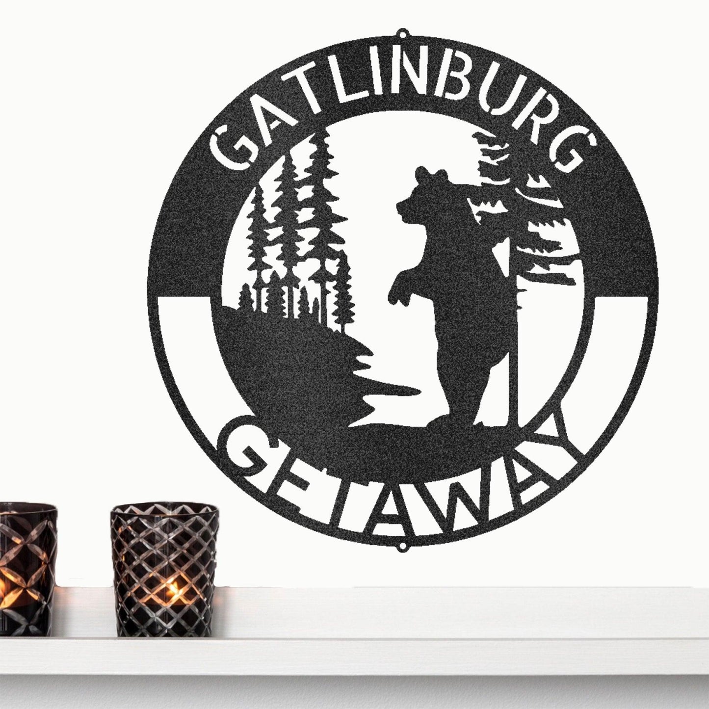 Bear Standing in Woods Custom Name Steel Wall Sign Metal Art - Mallard Moon Gift Shop