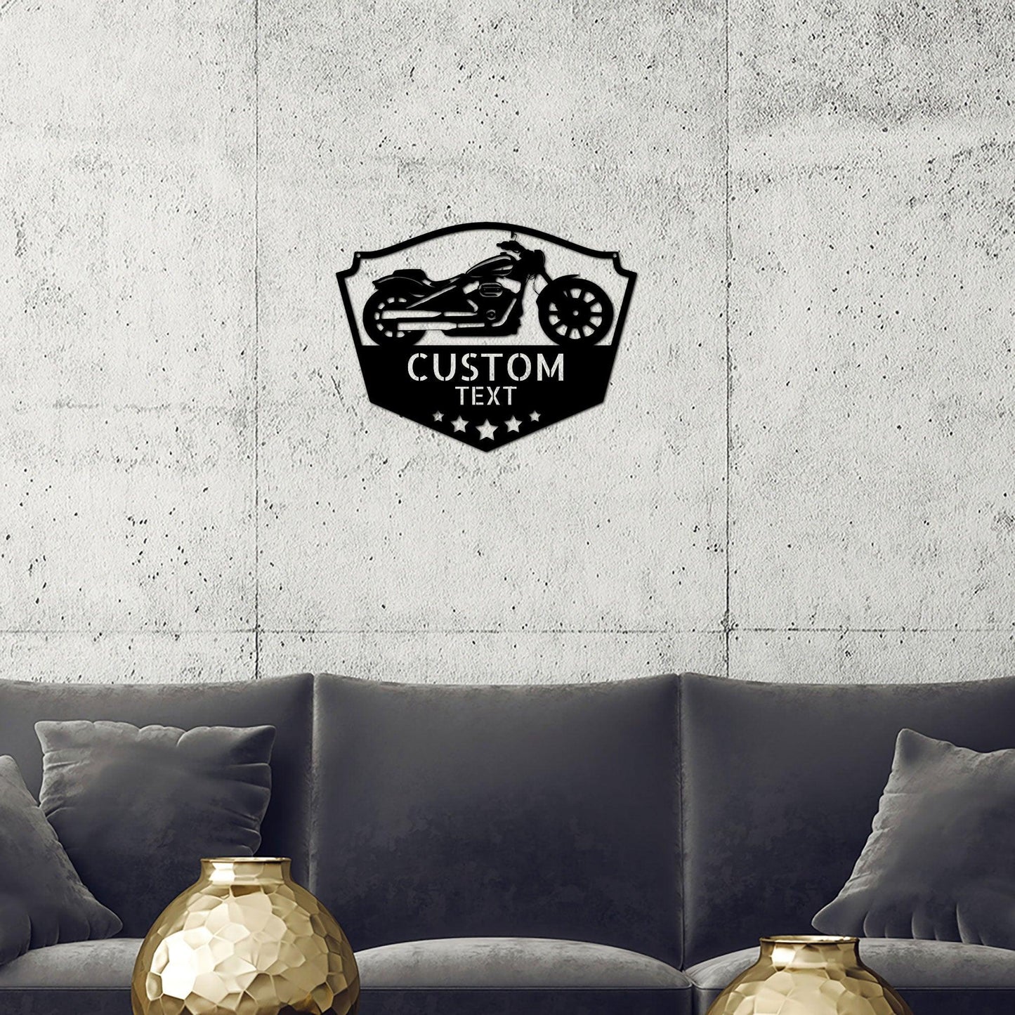 Chopper Motorcycle Shop Custom Name Monogram Indoor Outdoor Steel Wall Sign - Mallard Moon Gift Shop