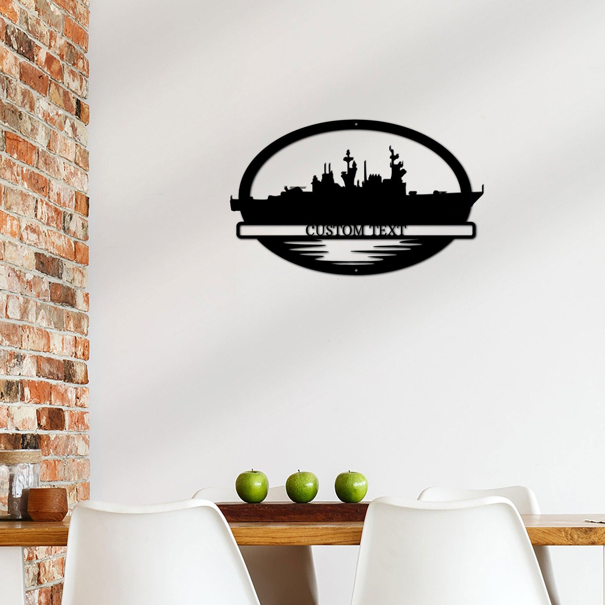 Navy Battleship USS Briscoe Silhouette Custom Metal Art Wall Sign - Mallard Moon Gift Shop
