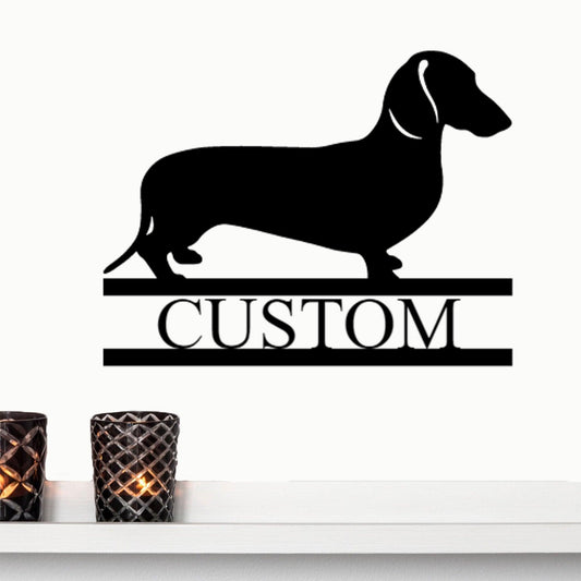 Dachshund Short Haired Custom Name Metal Wall Sign - Mallard Moon Gift Shop