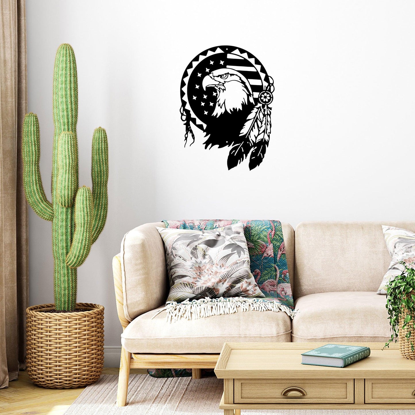 American Native Bald Eagle Metal Art Wall Sign - Mallard Moon Gift Shop