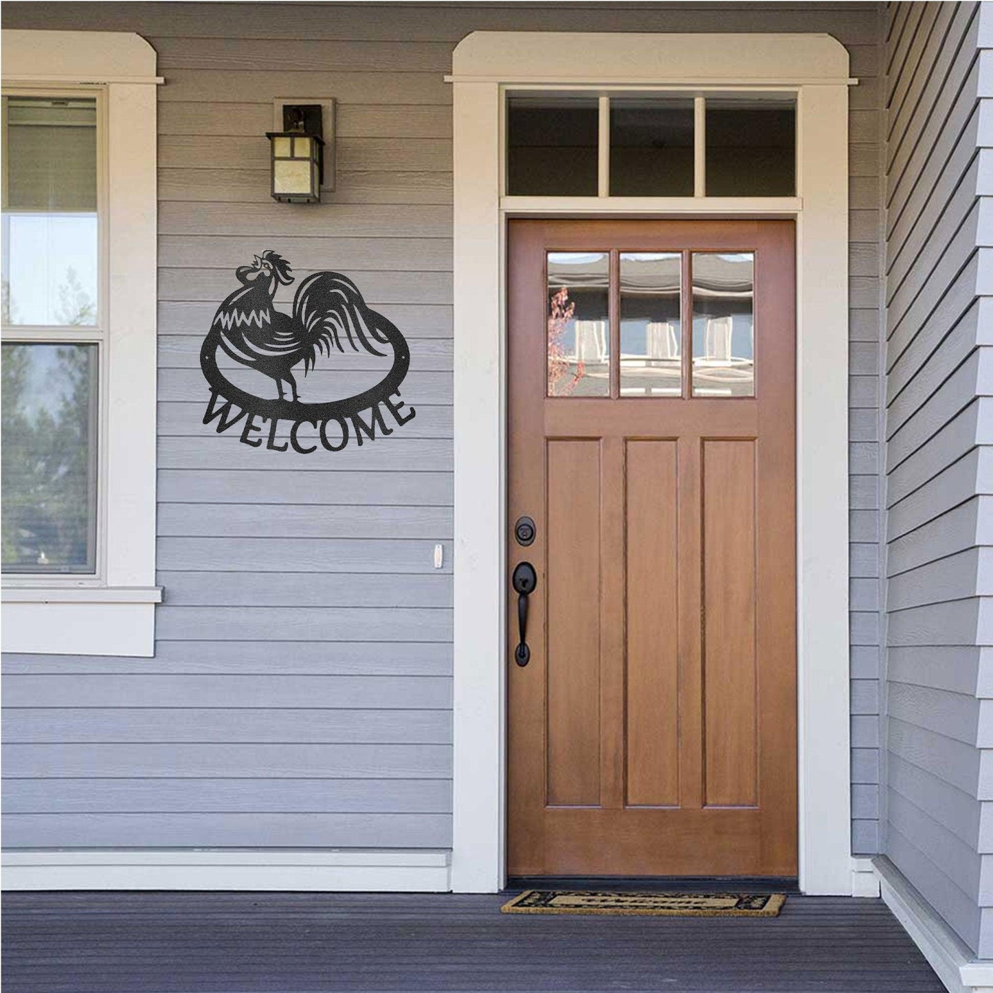 Welcome Rooster Indoor Outdoor Steel Wall Sign - Mallard Moon Gift Shop