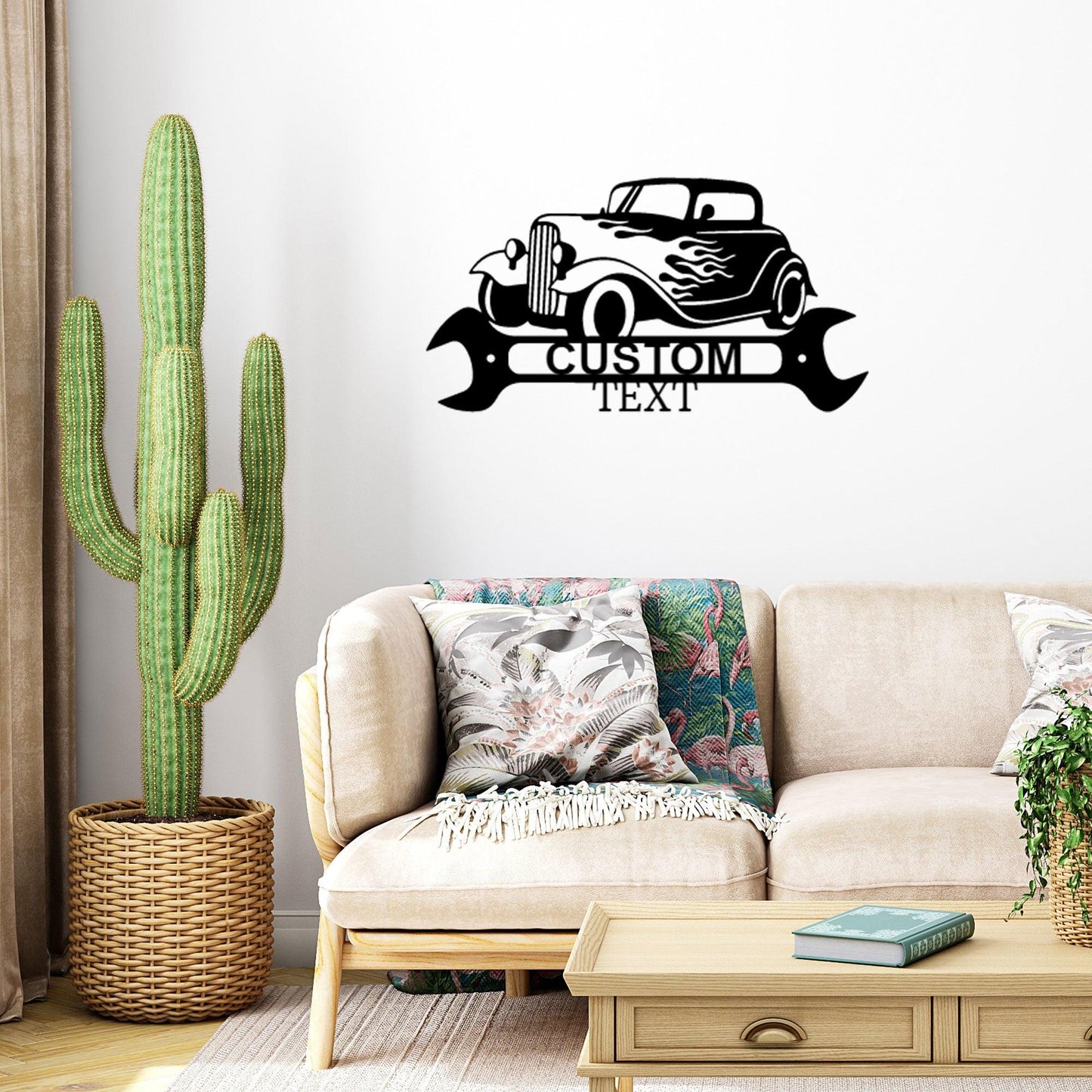 Hot Rod Shop Monogram Personalized Indoor Outdoor Steel Wall Sign Metal Art - Mallard Moon Gift Shop