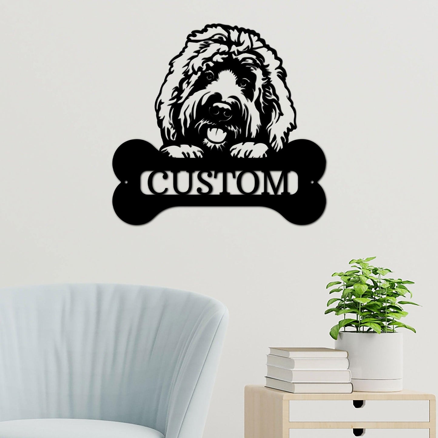 Goldendoodle Dog Custom Name Metal Art Wall Sign - Mallard Moon Gift Shop