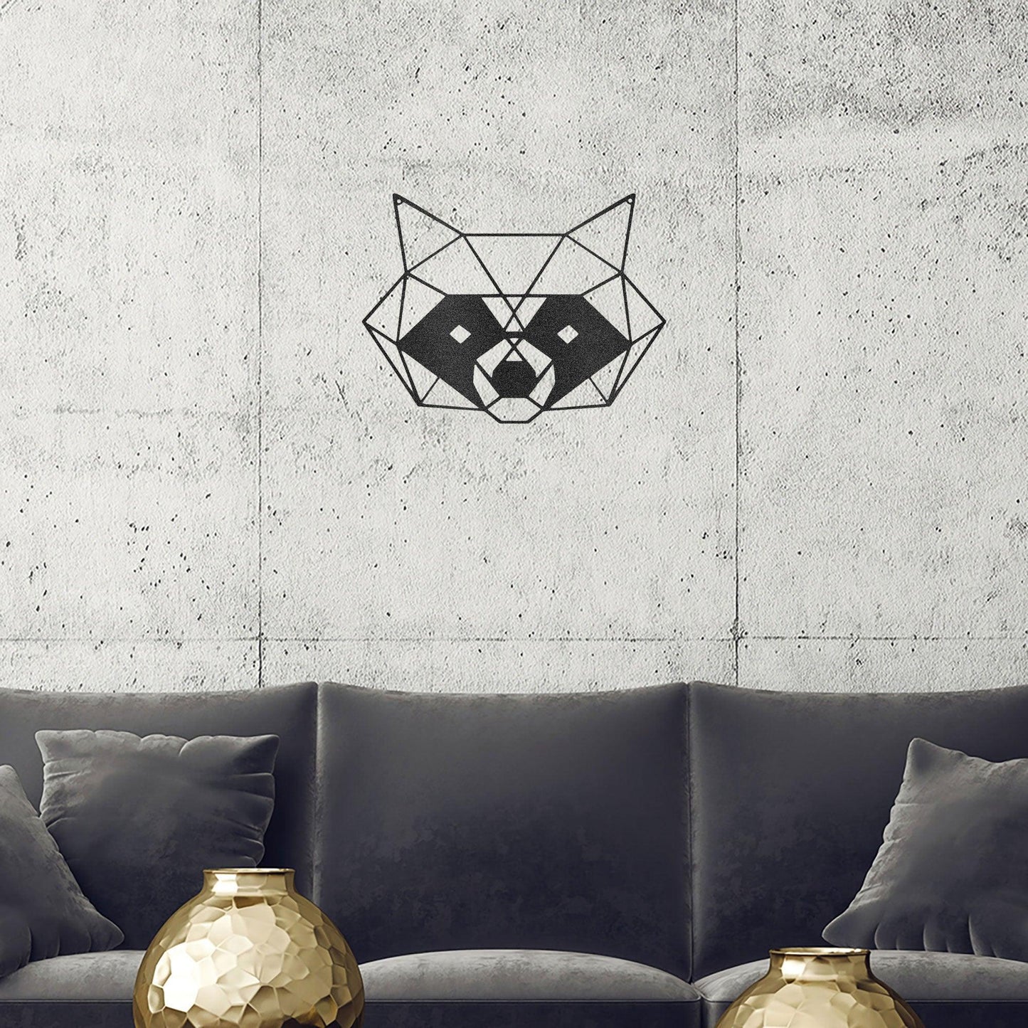 Geometric Raccoon Indoor Outdoor Steel Wall Sign - Mallard Moon Gift Shop