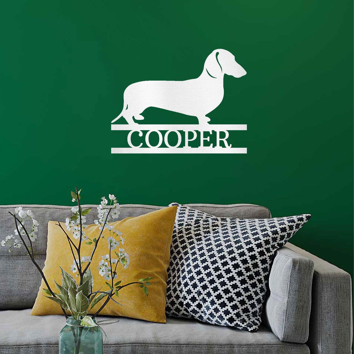 Dachshund Short Haired Custom Name Metal Wall Sign - Mallard Moon Gift Shop