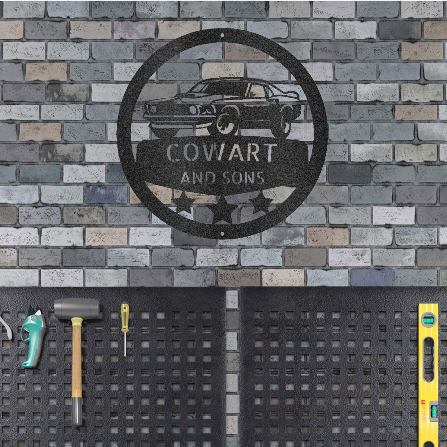 Classic Sports Car Personalized Garage Workshop Man Cave Steel Wall Sign - Mallard Moon Gift Shop