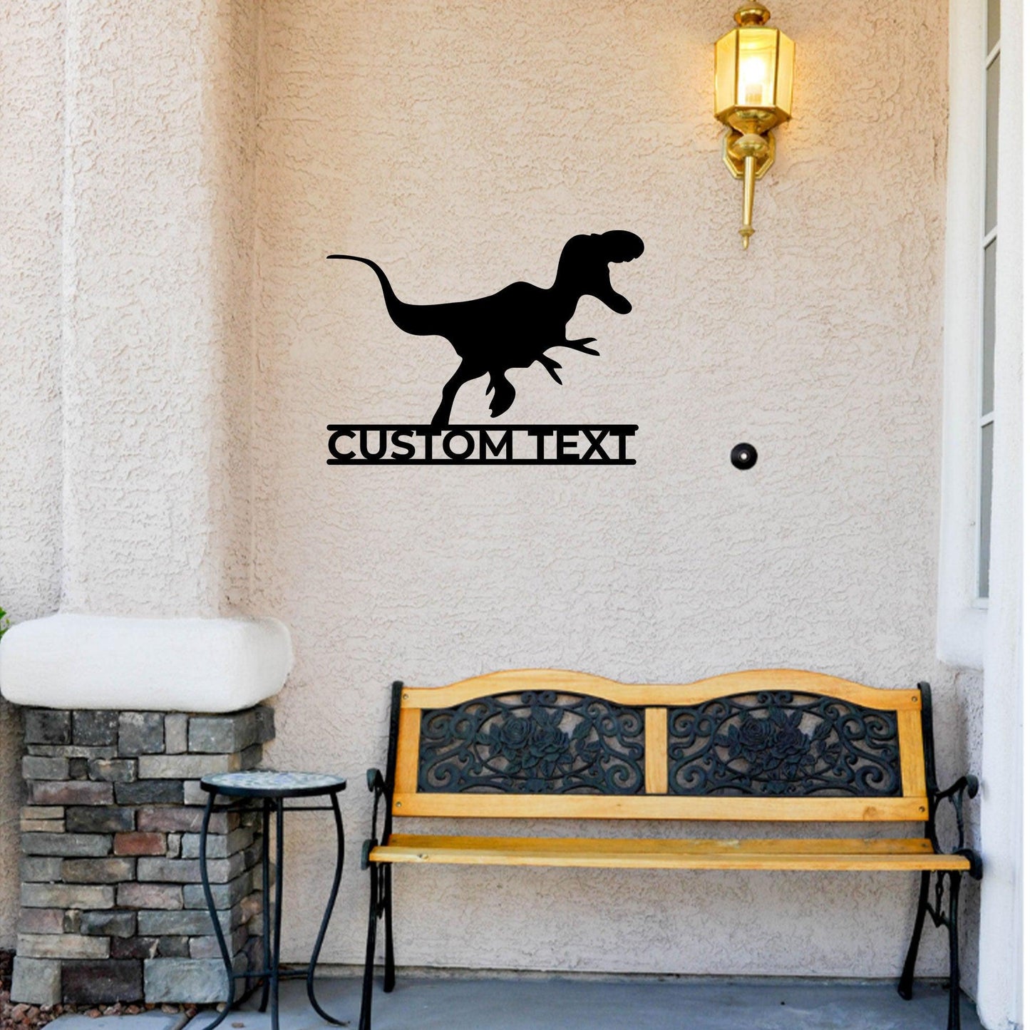 Dinosaur Tyrannosaurus Rex Custom Name Metal Wall Sign - Mallard Moon Gift Shop